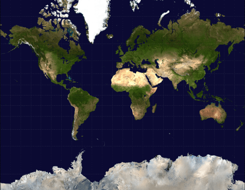Planisphère utilisant la projection de Mercator