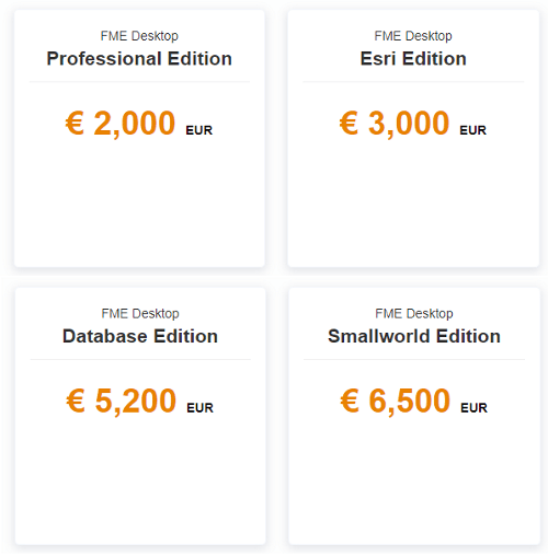 Tarifs de FME Desktop en licence fixe