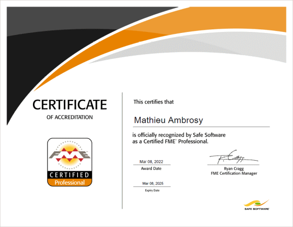 Diplôme de Professionnel FME certifié Mathieu Ambrosy